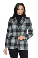 Womens Black Grey Check Wool Blazer Jacket K444